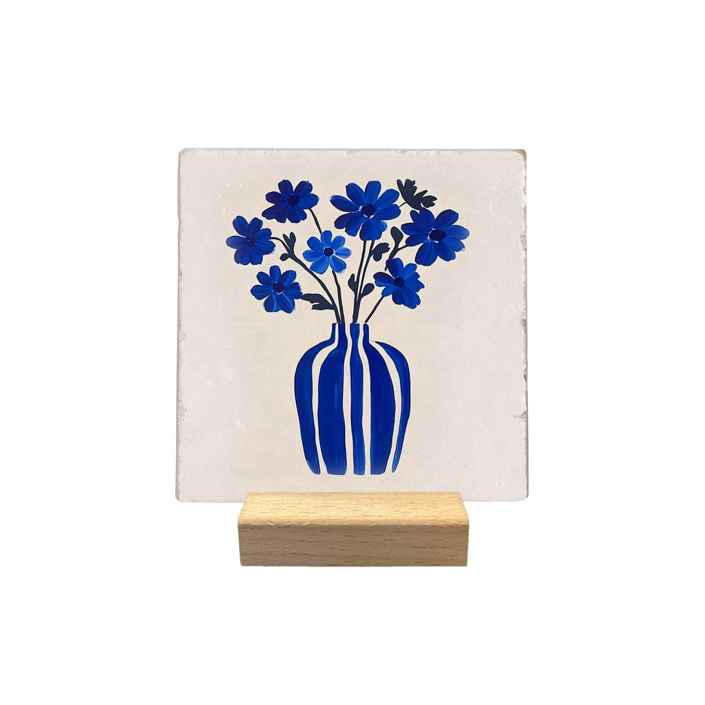 Vase bleu et fleurs — carreau décoratif à accrocher, sélection MyTomette