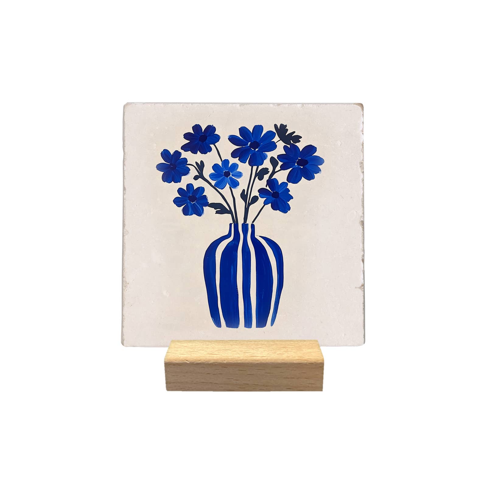 Vase bleu et fleurs — carreau décoratif à accrocher, sélection MyTomette