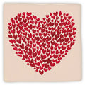 Decorative tile with a large heart made up of small red hearts, viewed from the front against a white background.