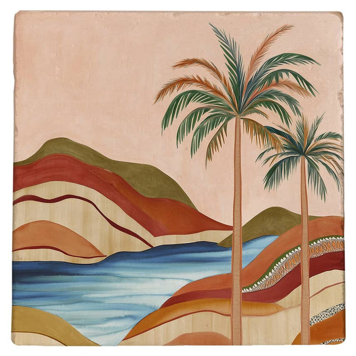 Carreau décoratif Paysage fluvial en pierre naturelle, 10 × 10 cm — sélection MyTomette