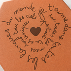 Mariage: tomette hexagonale personnalisée, terre cuite de Salernes gravée au laser, offerte à la main