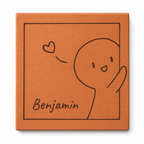 Cadeau Saint-Valentin en duo, tomette hexagonale personnalisée en terre cuite de Salernes gravée au laser.