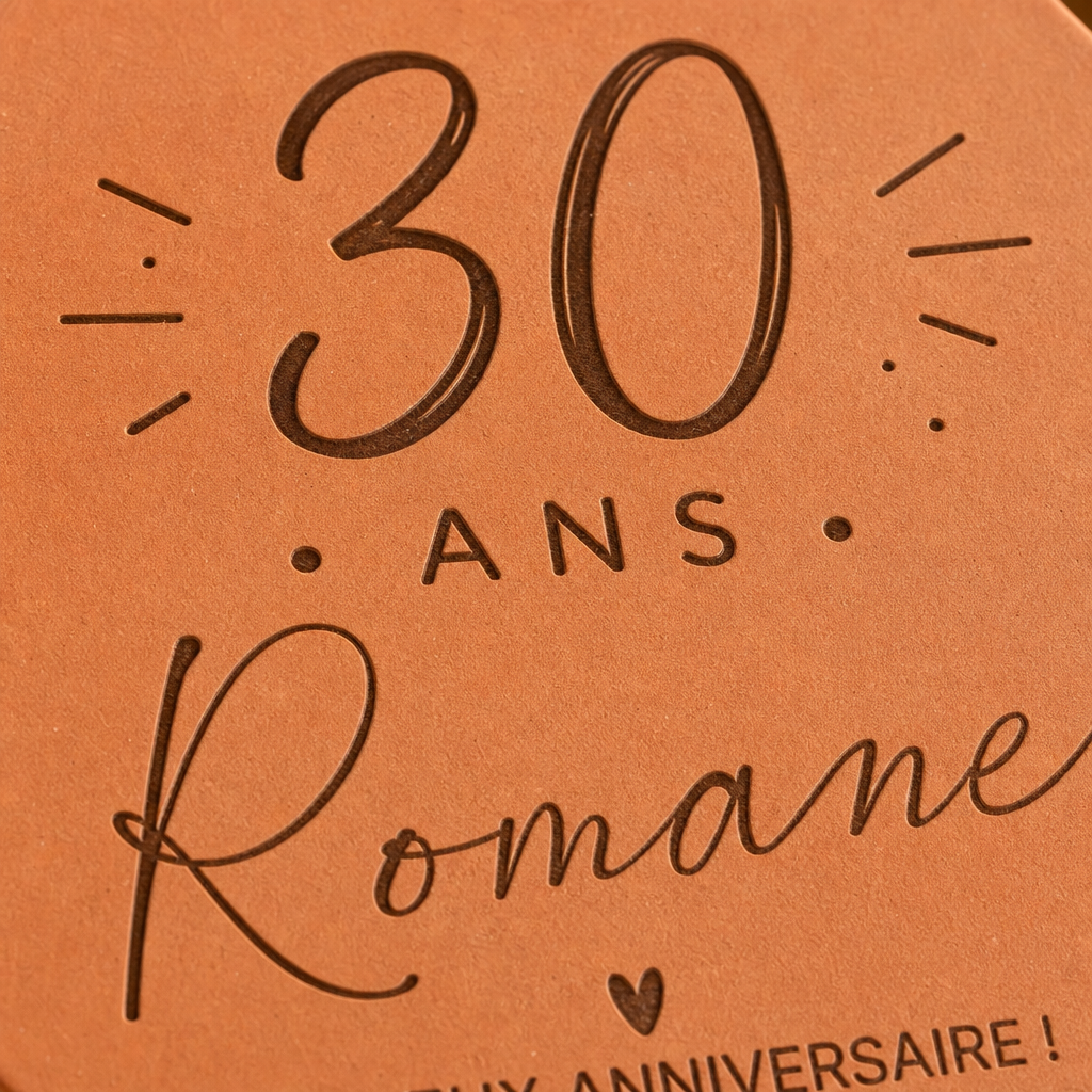 Cadeau meilleure amie 30 ans, tomette hexagonale en terre cuite de Salernes gravée au laser