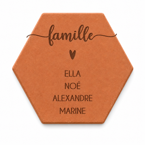 Cadeau famille personnalisé avec prénoms — tomette gravée